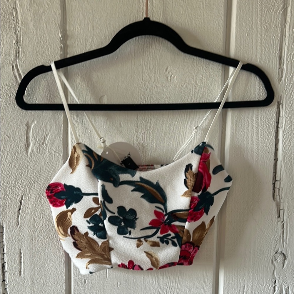SHEIN White and Red Bustier Crop Camisole